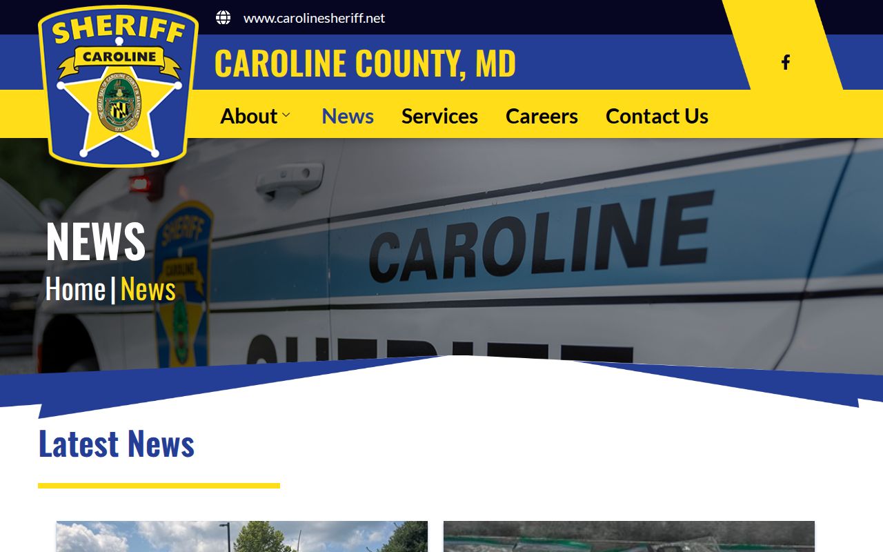 Caroline County Sheriff's news archive page listing warrant and summons service notices