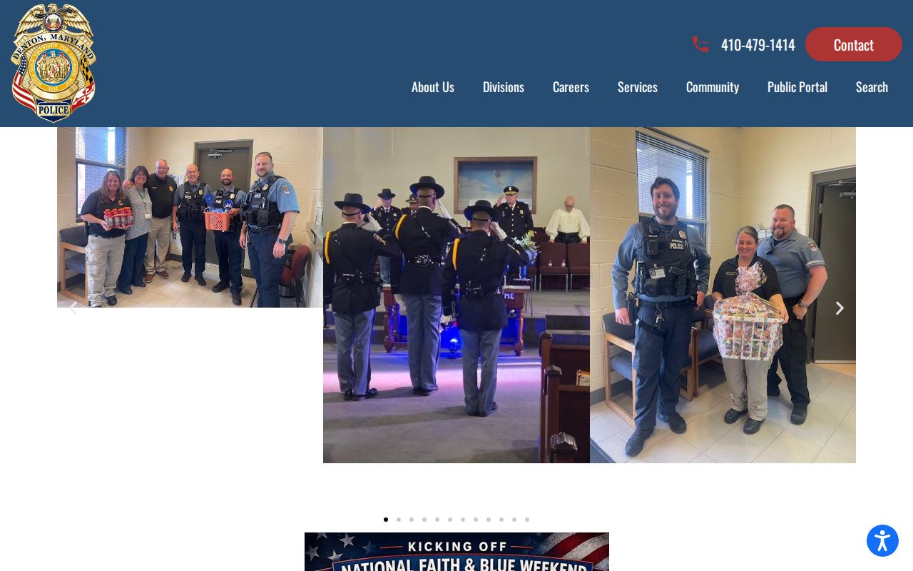 Denton Police Department page showing the local agency contact for Denton warrant questions